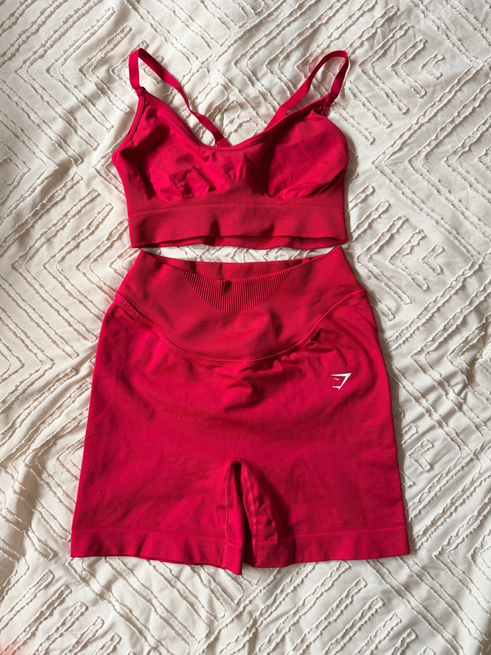 Gymshark Berry Pink Sweat Seamless Sports Bra and Shorts Set